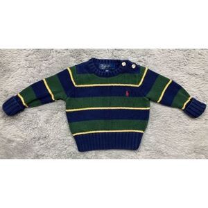 Polo by Ralph Lauren green striped knit sweater